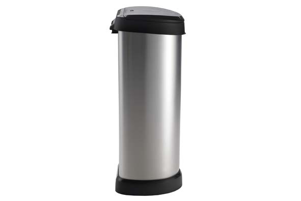 Decobin afvalbak zilver-zwart 40 l 34 x 28 x 68 cm