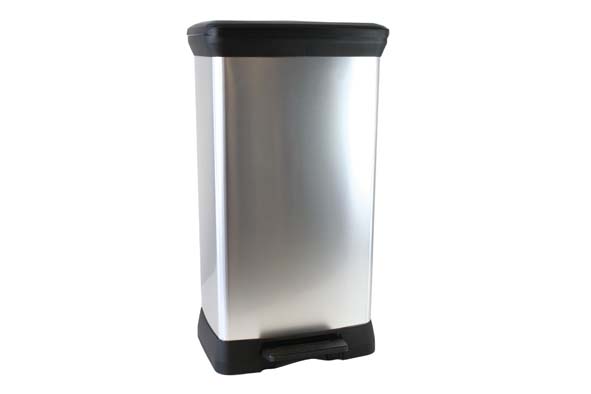 Decobin pedaaleemmer 50 l zilver 39 x 28 x 73 cm