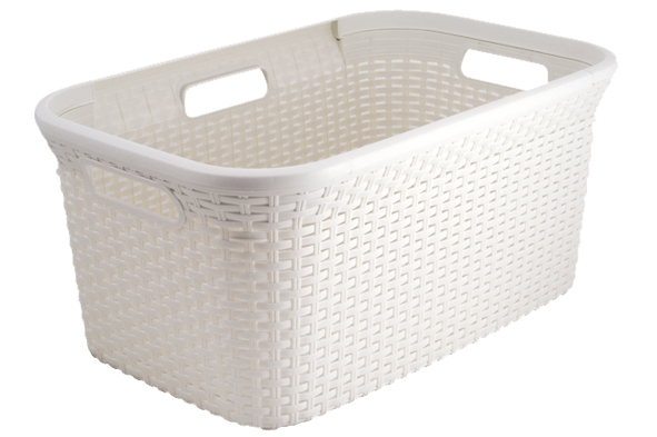 Natural Style Wäschekorb, Vintage-Weiß, 45 l