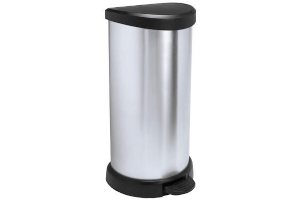 Decobin Pedaleimer 40 l silber-schwarz 35 x 32,5 x 69,5 cm