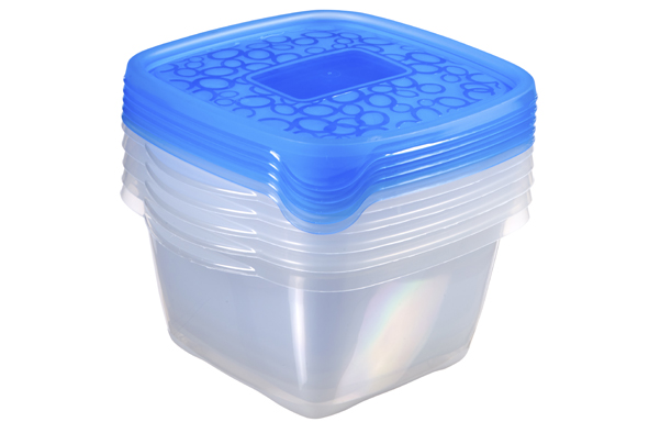 Take Away vershouddoos blauw set van 5, 1,1 l, vierkant 17,5 x 16 x 14,5 cm