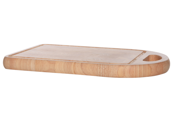 Vleesplank met handvat rubberwood 39,5 x 24,5 x 3 cm
