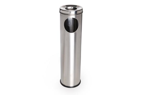 Asbak met deksel rvs Ø 15 cm, hoogte 58 cm