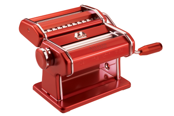 Atlas pastamachine, rood, 150 mm, aluminium, chroom