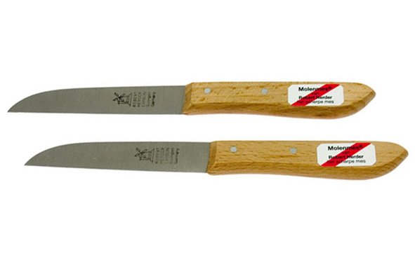 Molenmes - schilmes 92 mm set van 2 roestbaar - beuken handvat